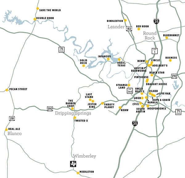mapa Austin browar