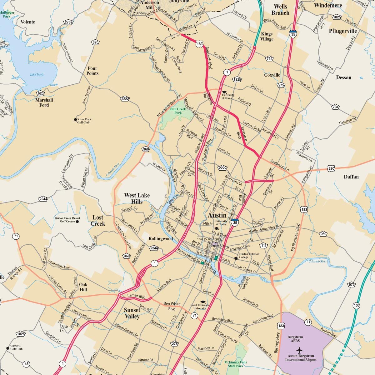 mapa Austin
