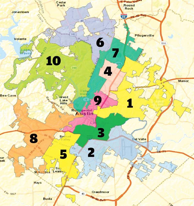 Austin Teksas region na mapie