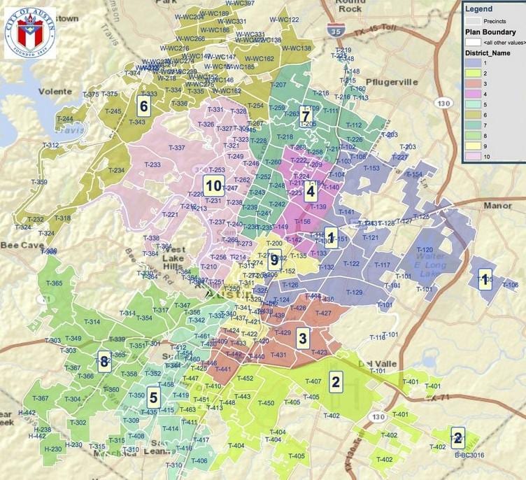 Austin zagospodarowania przestrzennego mapie