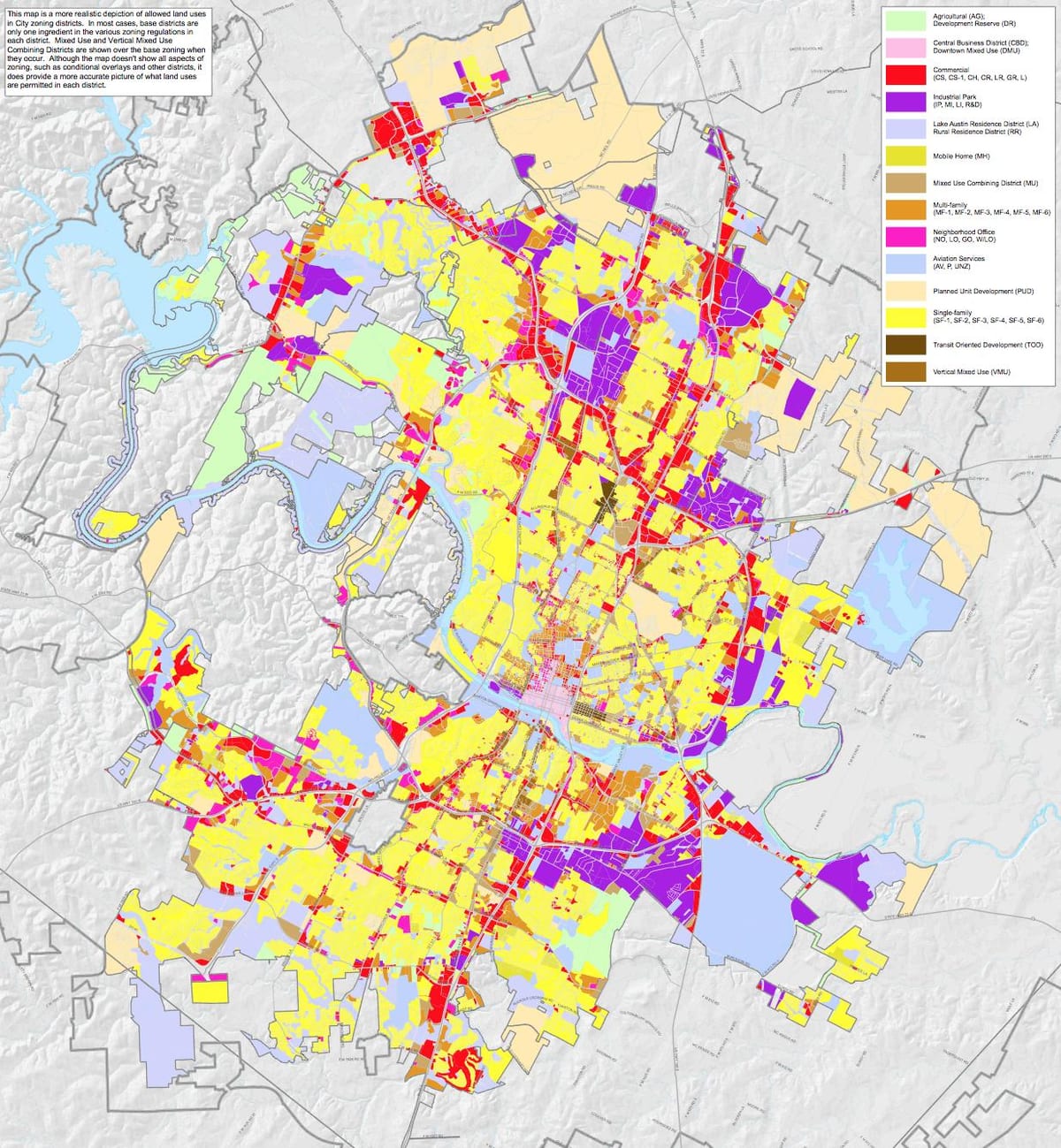 miasto Austin zagospodarowania przestrzennego mapie