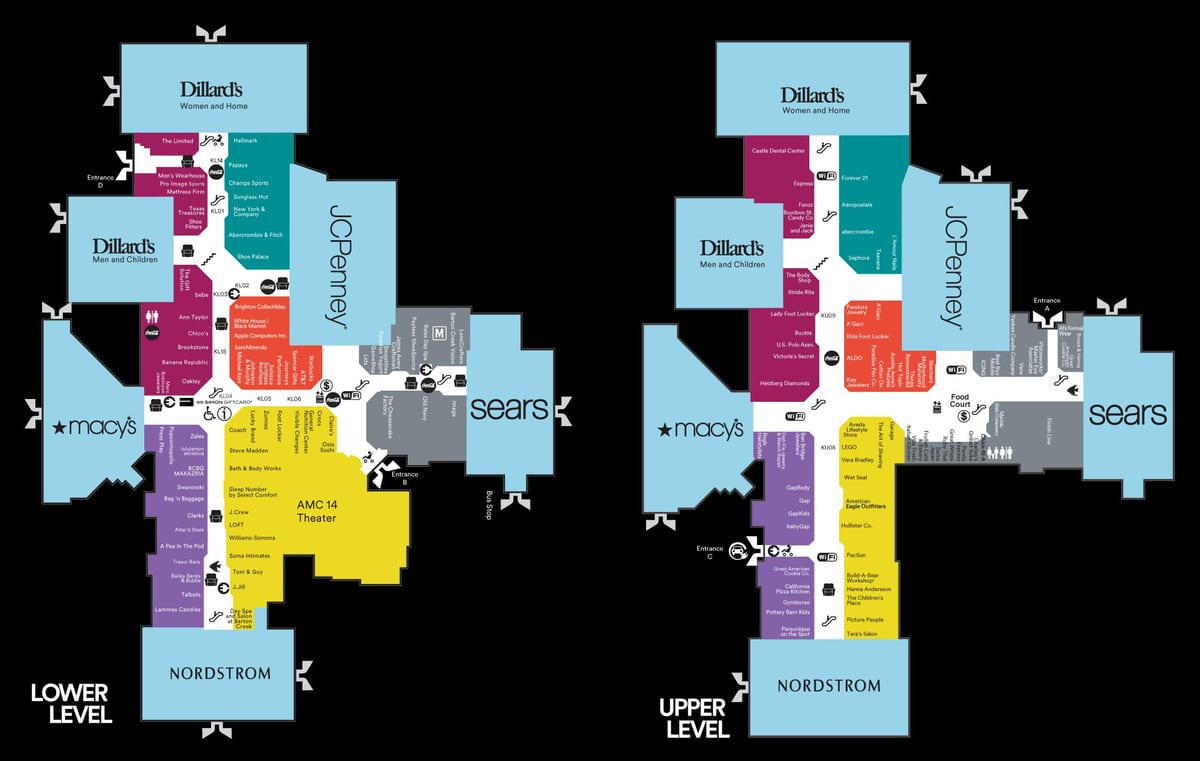 mapa Barton creek Mall