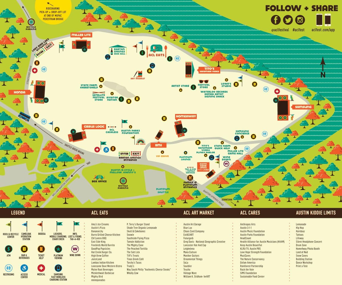 mapa festiwalu Austin NOR