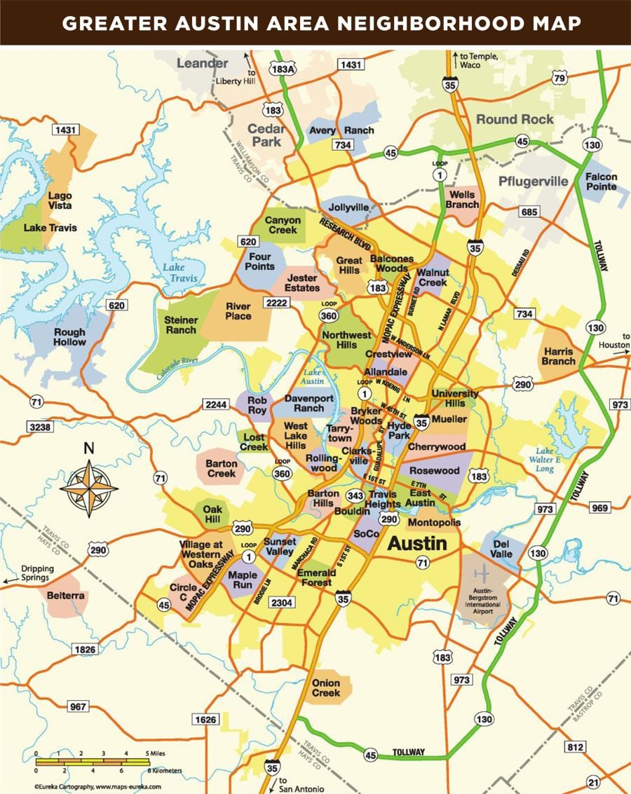 mapa Austin w Teksasie dziedzinie