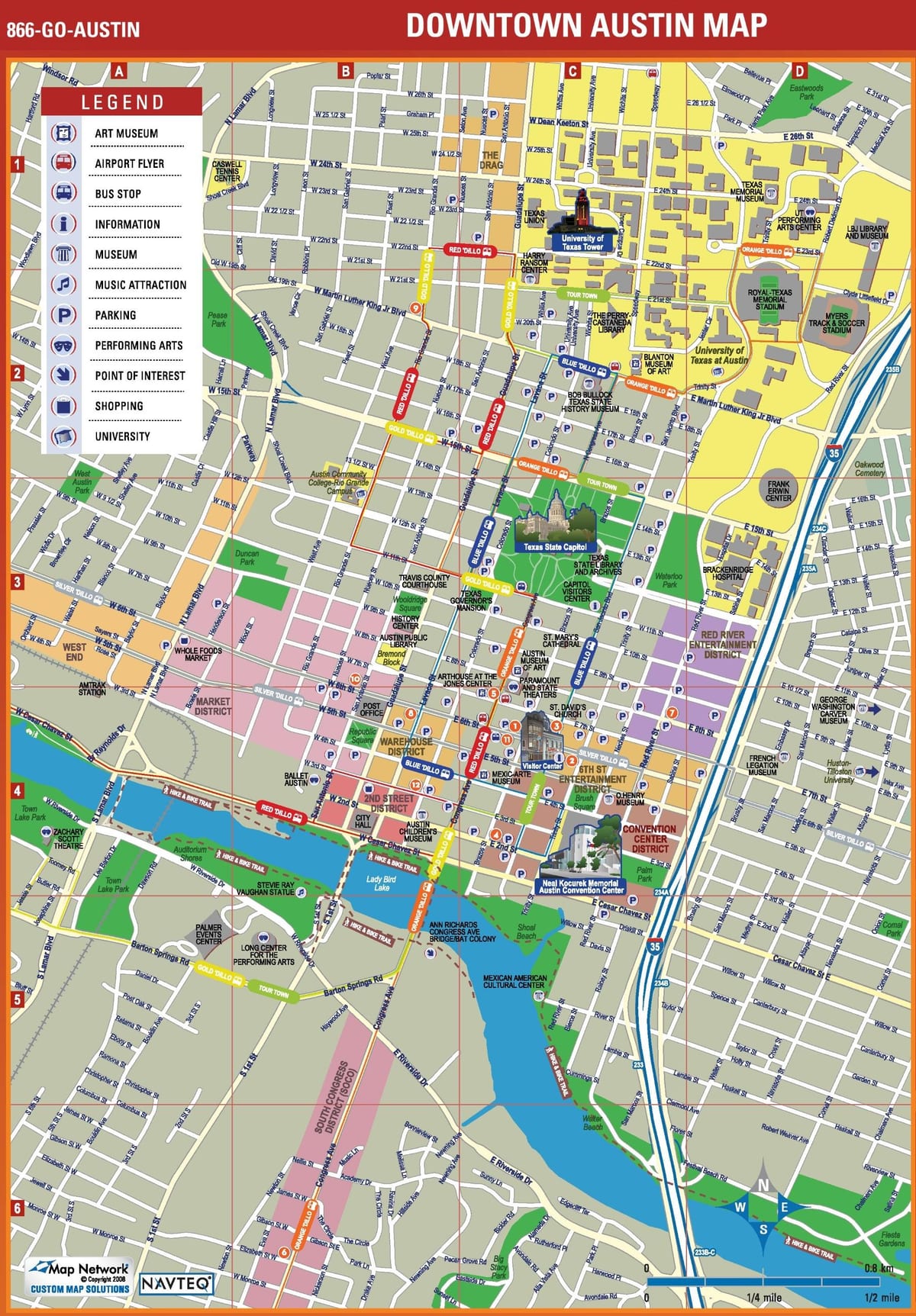 mapa miasta Austin, w stanie Teksas