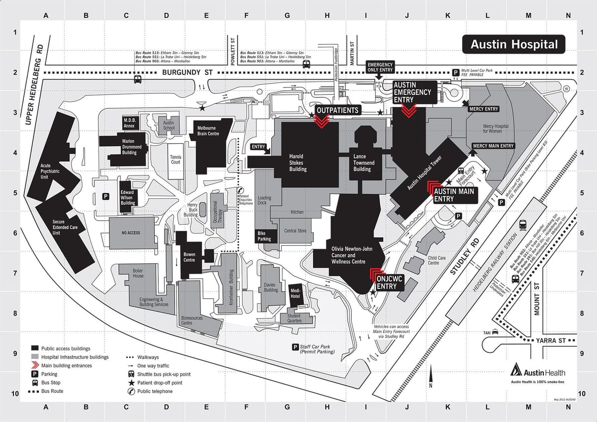 mapa Austin szpitalu